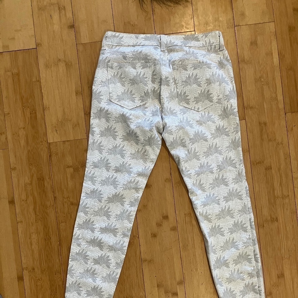 Vineyard Vines Flower Eyelet Printed Denim Skinny‎ Jeans Gray Cotton Women 4